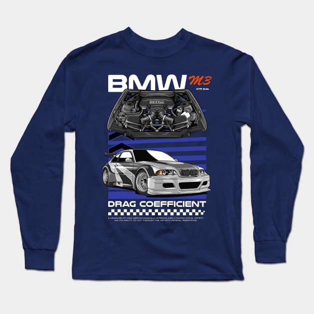 GTR E46 Drag Coefficient Long Sleeve T-Shirt by Harrisaputra